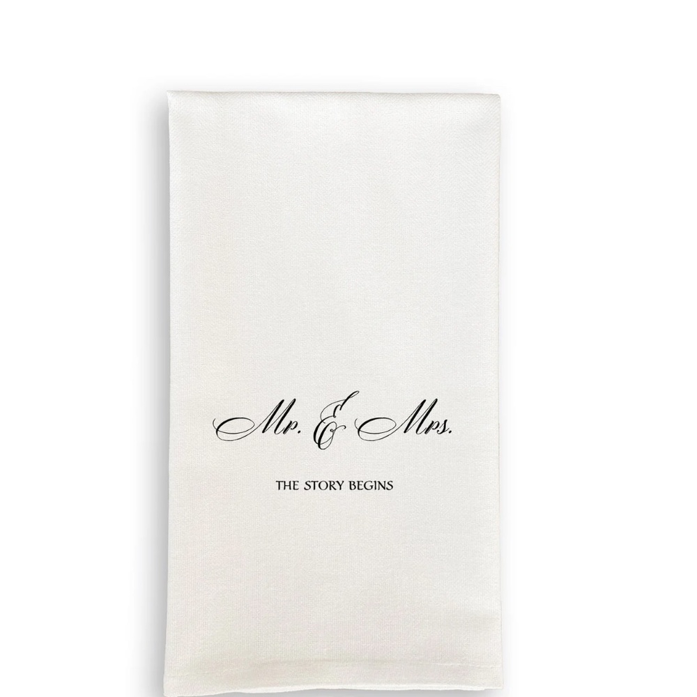 NEW French Graffiti Dish Towel - Mr. And Mrs. The Story Begins